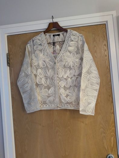 Dash Cream Sheer Cardigan/Jacket.  S.14.  B.N.W.T. (Paper Tag List In Storage).