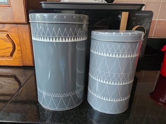 set of 2 storage tins new