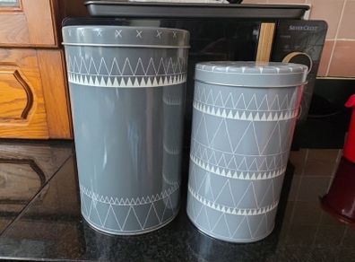 set of 2 storage tins new