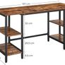 _Desk Computer Desk Office Table with 4 Shelves Large Table Top Study Home Office Industrial Design Vintage Brown-Black Image 4