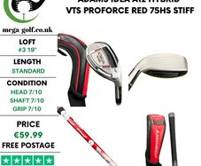 Adams Idea A12 Hybrid / #3 19 Degree / VTS Proforce Red 75HS Stiff