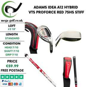 Adams Idea A12 Hybrid / #3 19 Degree / VTS Proforce Red 75HS Stiff