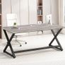 Gray Computer Desk Modern Writing Study for Home Office Industrial Wooden Metal Executive Work Simple Pc Gaming Laptop Workstation Table in Bedroom Light Grey Oak 140 CM Image 3