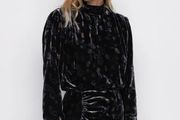 ZARA PRINTED VELVET Short dress with high collar