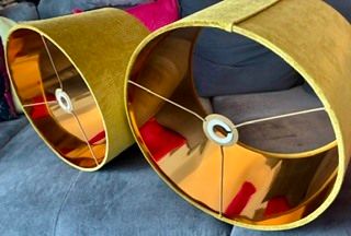 Ochre velvet lampshades