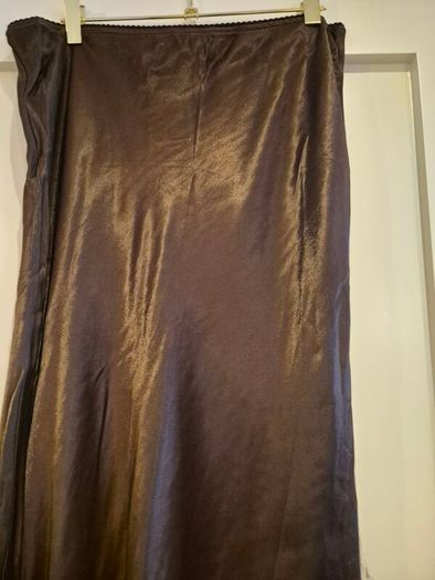 chocolate brown midi skirt
