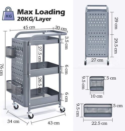 3-tier Metal Trolley - Free Delivery Nationwide