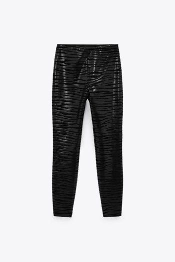 Zara bonded leggings with animal motif embossing