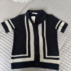 M&S Boys Knitted Button Up Polo Shirt 8/9 Years BNWT