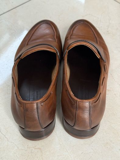 Ermenegildo ZEGNA Men's Brown Maccasino Corso Leather Loafers Calf Grain Soft