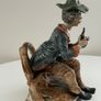 Large Vintage Italian Capodimonte Style Figurine. Hand Finished. Seated Gentleman with Pipe.  31cm . Made in Italy Image 2
