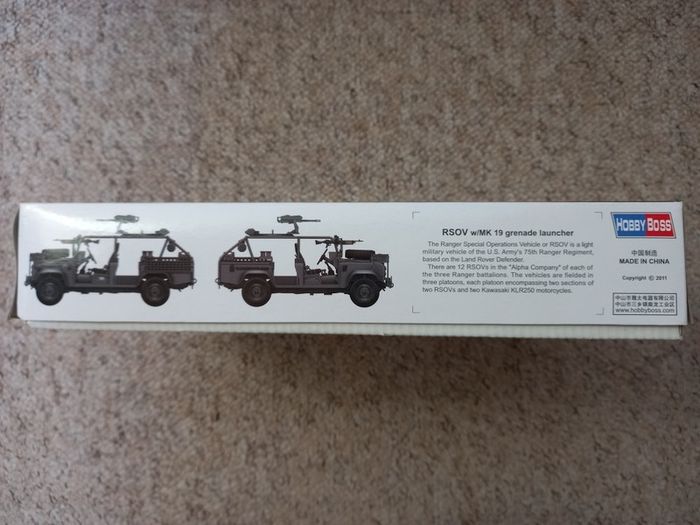 Hobby Boss 1/35 Ranger Special Operations Vehicle RSOV with Mk 19 Grenade Launcher US Army Land Rover Defender Airfix Revell Trumpeter