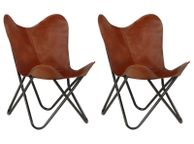 main image for ad Butterfly Chairs 2 pcs Brown Kids Size Real Leather