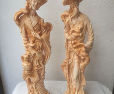 Vintage Matching pair of faux Ivory Oriental Style figures