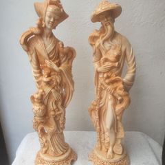 Vintage Matching pair of faux Ivory Oriental Style figures