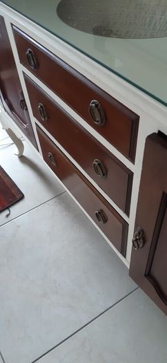 Antique side board & matching mirror