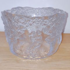 Vintage Swedish  Kosta Boda Rhapsody dancing couple Art Glass Bowl