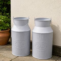 Pair of Large Metal Milk Churn Garden Planters