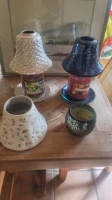 Yankee Candle Cinnamon Stick or Mandarin Cranberry with Mosiac Topper and Plate and seperate Candle Holder Bundle