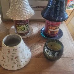 Yankee Candle Cinnamon Stick or Mandarin Cranberry with Mosiac Topper and Plate and seperate Candle Holder Bundle