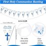 Holy Communion Decorations, First Communion Decorations Confirmation Decor,Blue Banner Pennant Bunting,Balloons,Cake Topper for Boys Christening Gifts Image 3