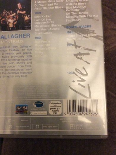 Rory Gallagher Live At Montreux DVD. Collect In Dublin Or Receive Via Post.