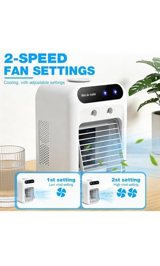 Portable Air Cooler, Personal Mini Air Conditioner, 3 in 1 Mini Evaporative Conditioner with Handle / 7 LED Light/Humidifier/Purifier/ 3 Speeds Desktop Cooling Fan for Home, Office and Bedroom