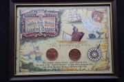 Genuine 1809 Shipwreck Treasure - Framed 10 Cash Copper Coins From The Admiral Gardner