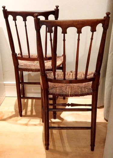 Pair of Edwardian Banister Back Chairs - Stunning!