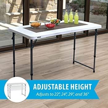 4 x 2 ft (122 x 61 cm) Rectangular Light Commercial Fold-in-Half Folding Table with 3 Adjustable Heights of 24/29/36 inch (FREE POSTAGE)