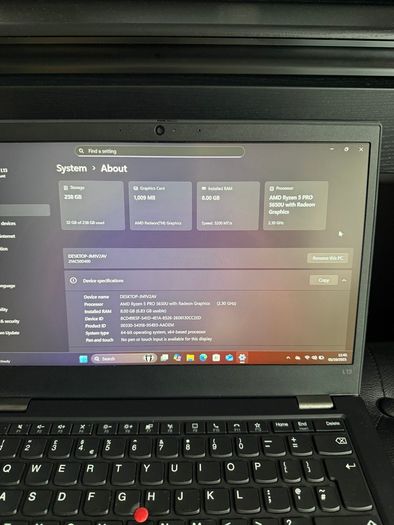 Lenovo ThinkPad L13 Gen 2 Laptop Ryzen5/8GB/256SSD/FHD