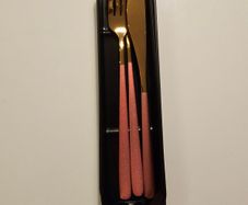 Metallic pink and rose gold 3piece travel cutlery set