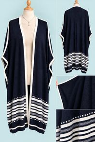 Jasper Conran Navy & White Linen Blend Cape
