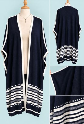 Jasper Conran Navy & White Linen Blend Cape