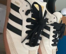 Cream and black adidas samba size 4.5 in box