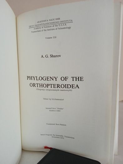 Phylogeny of the Orthopteroidea by A. G. Sharov. Translated from Russian (RB400)
