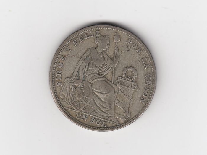 1923 Republica Peruana 5 Five Decimos Fino Silver PERU 50% silver Coin (no .393)