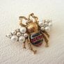 Honey Bee Pearl Crystal Brooch Pin Image 4