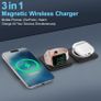3-in-1 Foldable Magnetic Wireless Charger Station with 25W Adapter & Case, Fast Charger for iPhone 16/15/14/13/12, for Watch 10/9/Ultra2/Ultra/8/7/6/SE/5/4, for AirPods 4/3/2/Pro (Black) Image 2