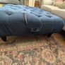 Navy footstool/ottoman from Next. Good condition. Material has rip so needs repair or reupholstery. Image 3