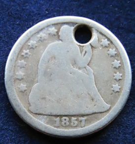 1857 USA silver dime seated liberty