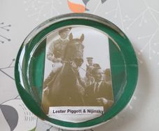 paper Weight with Photo of Lester piggott on Nijinsky.
