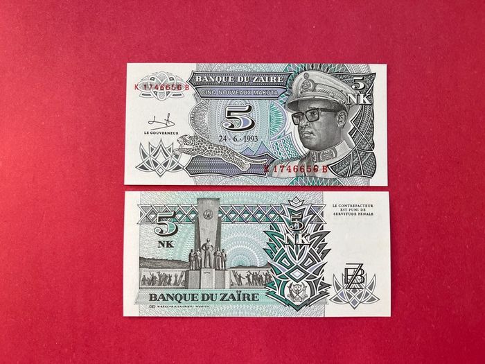 Zaire   5  Makuta  1993  Pick  48a    ( Uncirculated )