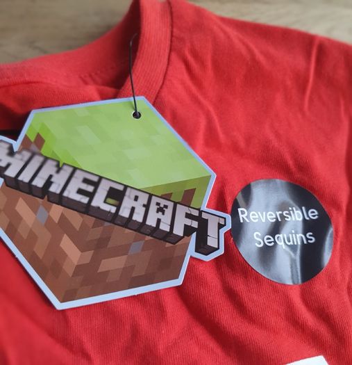 New Tags Minecraft  Tshirt Fantastic Reverse Sequin Boy/girl  Age 12/13 Yrs