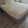 Double box bed and headboard silver/grey suede Image 2