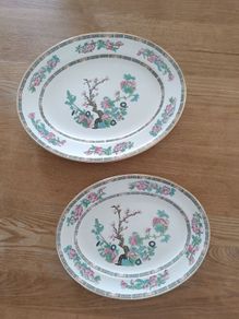 Pair of Vintage Arklow Pottery Famel Rose Serving Platters: 1973