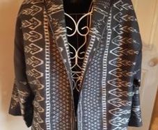 Beautiful 100% Silk Black & Silver Jacket (Size 14)