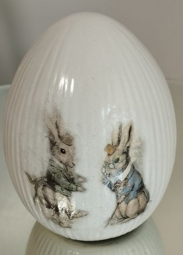 Handmade Beautiful Bunnies egg, candle and jar