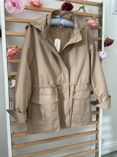 jacket Bnwt tan detachable hooded spring jacket Escandelle medium