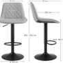 _Set of 2 Bar Chairs, High Stools, Kitchen Seat, Adjustable Height, with Backrest Image 4